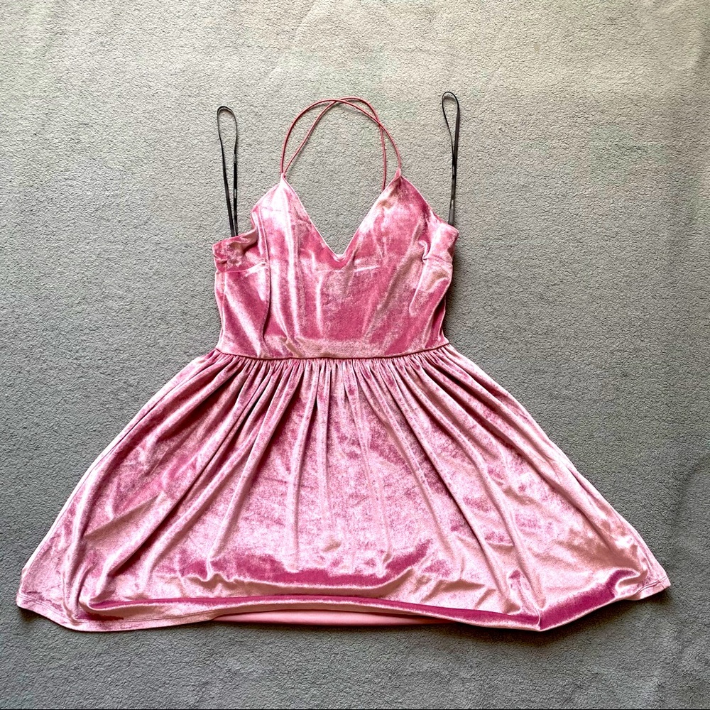 V Cut Thin Strap Mini Dress
